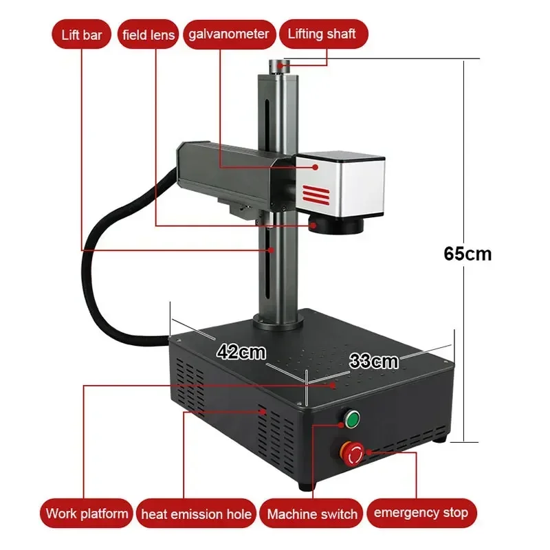 Industrial Laser Marking Machine - 20W 30Wミニデスクトップファイバーレーザーマーキングマシン、金属および非金属材料産業用レーザー装置
