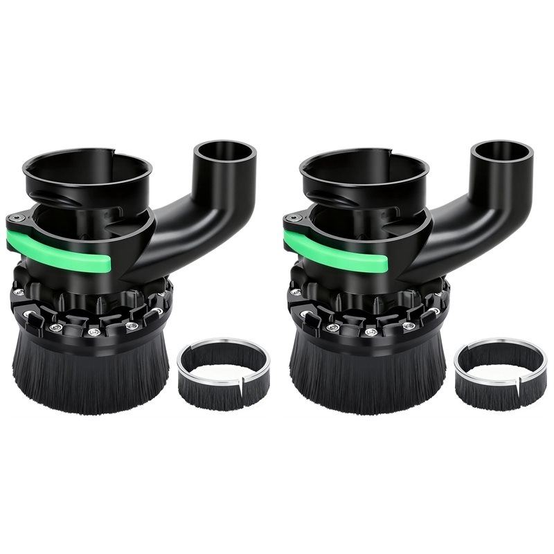 Dust Shoe Cnc - ABLJ 2個入り 65mm & 69mm径ダストシュー CNCルーターマシン用、互換性あり、デュアルブラシ長さ、ホース直径38mm（1.5インチ）